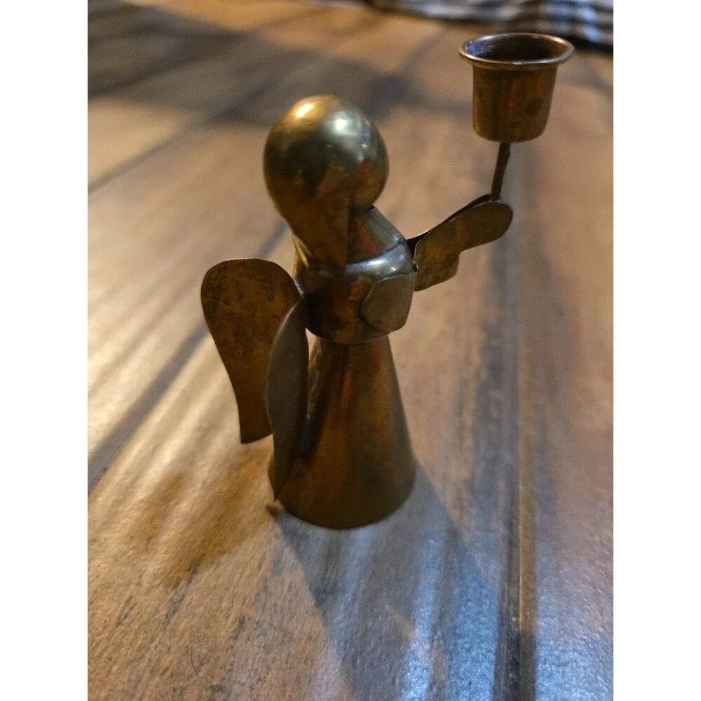 Vintage Brass & Copper Angel Candleholder